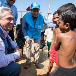Der hohe Flüchtlingskommissar der Vereinten Nationen, Filippo Grandi, besucht das Flüchtlingscamp Cox's Bazar für Rohingya-Flüchtlinge in Bangladesch. © UNHCR/Roger Arnold